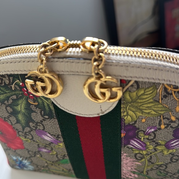 GUCCI Ophidia GG Marmont logo Supreme Flora white leather crossbody Shoulder Bag - Picture 12 of 15
